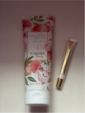 Women's NAKERY Beauty Rose & Romance Body & Body Wash with lip treatment set